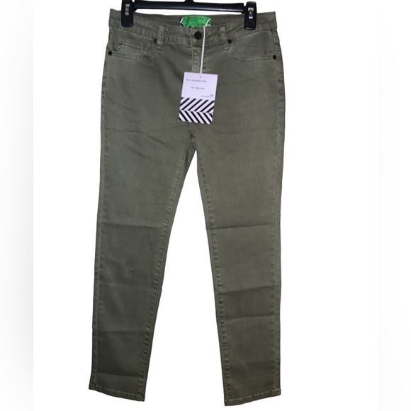 NWT Sandrine Rose X Free People army green skinny ankle pants jeans size 28 crop - Picture 4 of 10